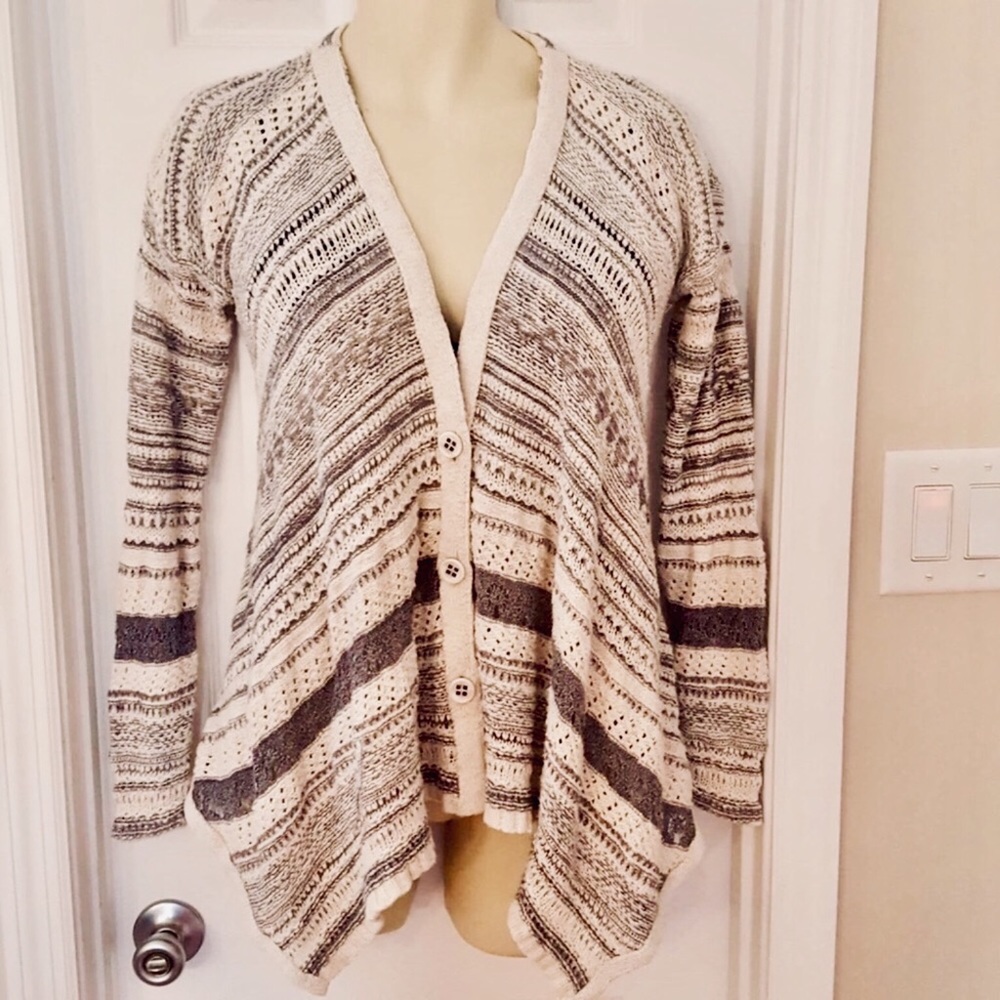 Free People Striped open Knit Cardigan Sweater